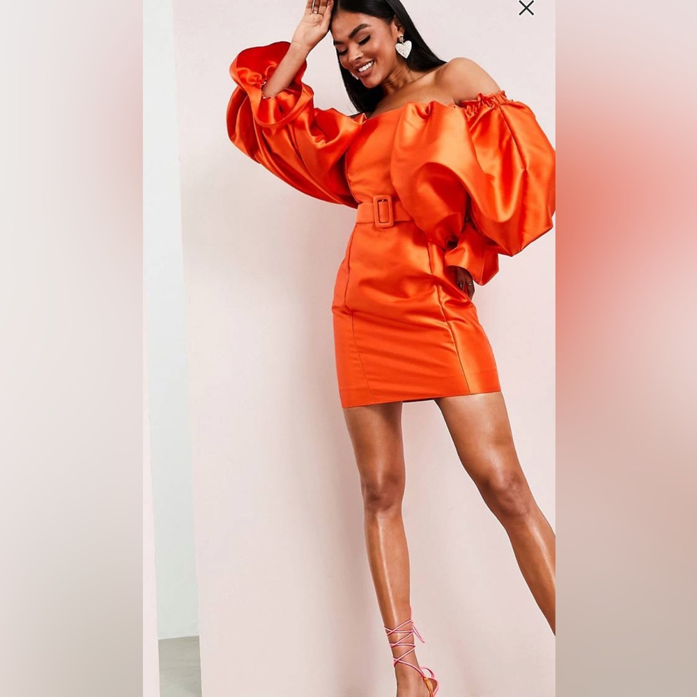 ASOS LUXE Hot Orange Mini Dress! Size 12
